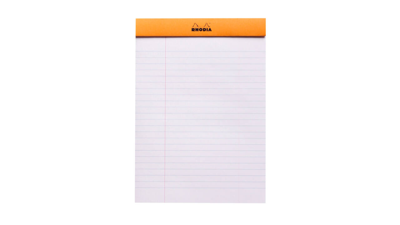 Schrijfblok Rhodia A5 lijn 80 vel 80gr met kantlijn oranje