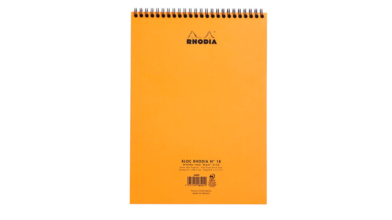 Spiraalblok Rhodia A4 lijn 160 pagina's 80gr oranje