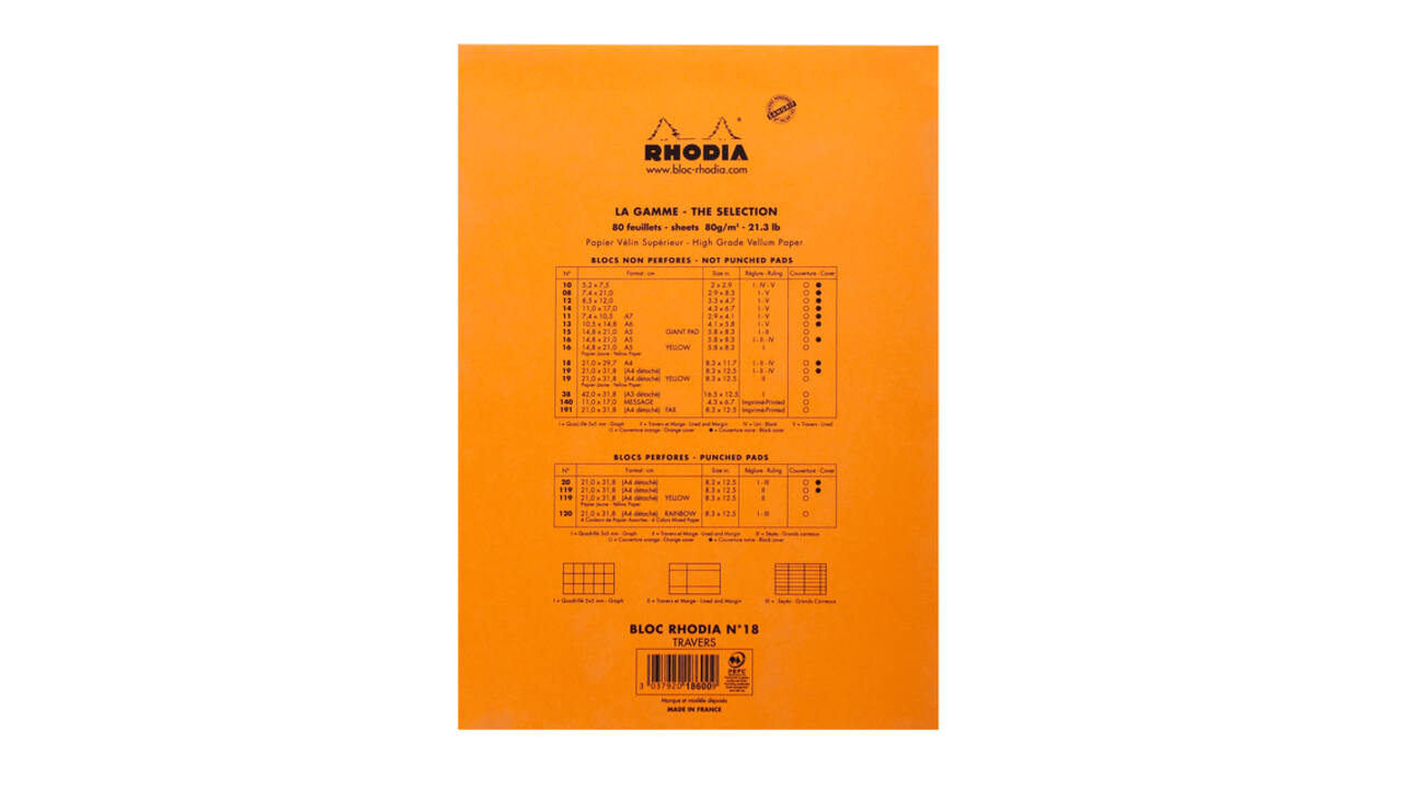 Schrijfblok Rhodia A4 lijn 80 vel 80gr oranje