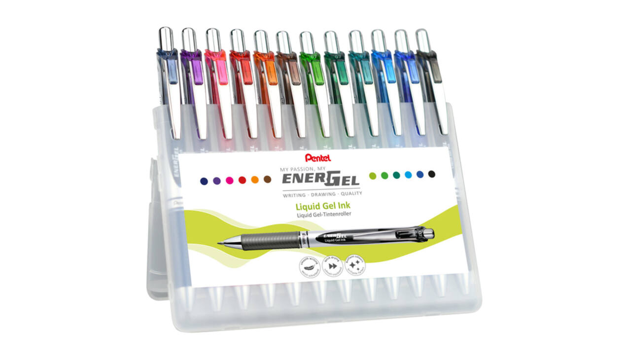 Gelschrijver Pentel BL77 Energel medium assorti 12 stuks