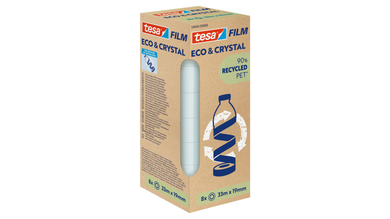 Plakband Tesa eco&crystal 59044 19mmx33m transparant 8 rollen