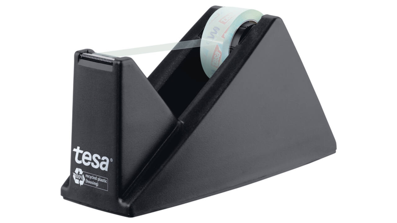 Plakbandhouder Tesa eco&crystal 59045 zwart met 1 rol tape 19mmx10m