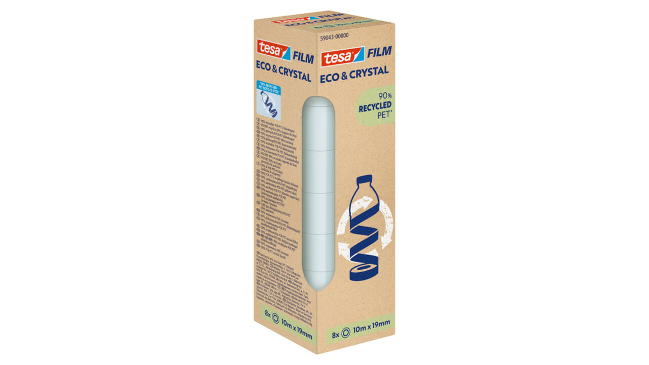 Plakband Tesa eco&crystal 59043 19mmx10m transparant 8 rollen