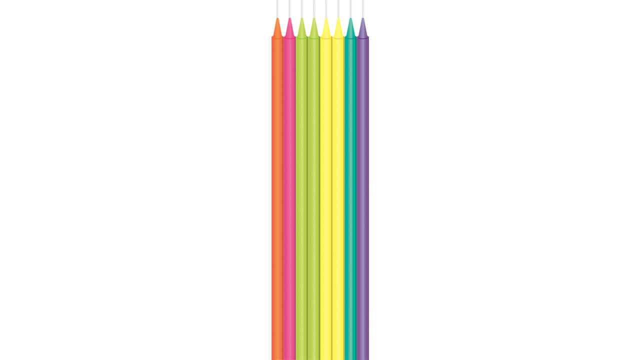 Kaarsjes Haza long bright 15cm 16 stuks assorti