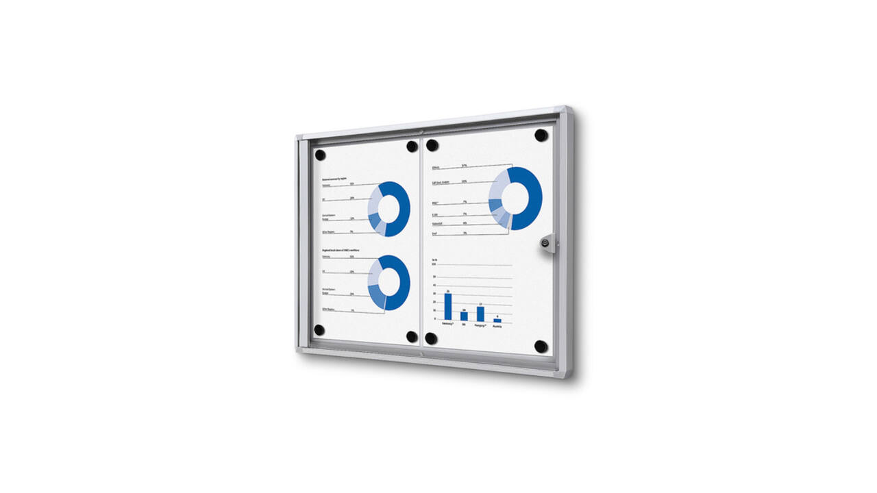Vitrinebord Quantore voor binnen 2x A4 zilver