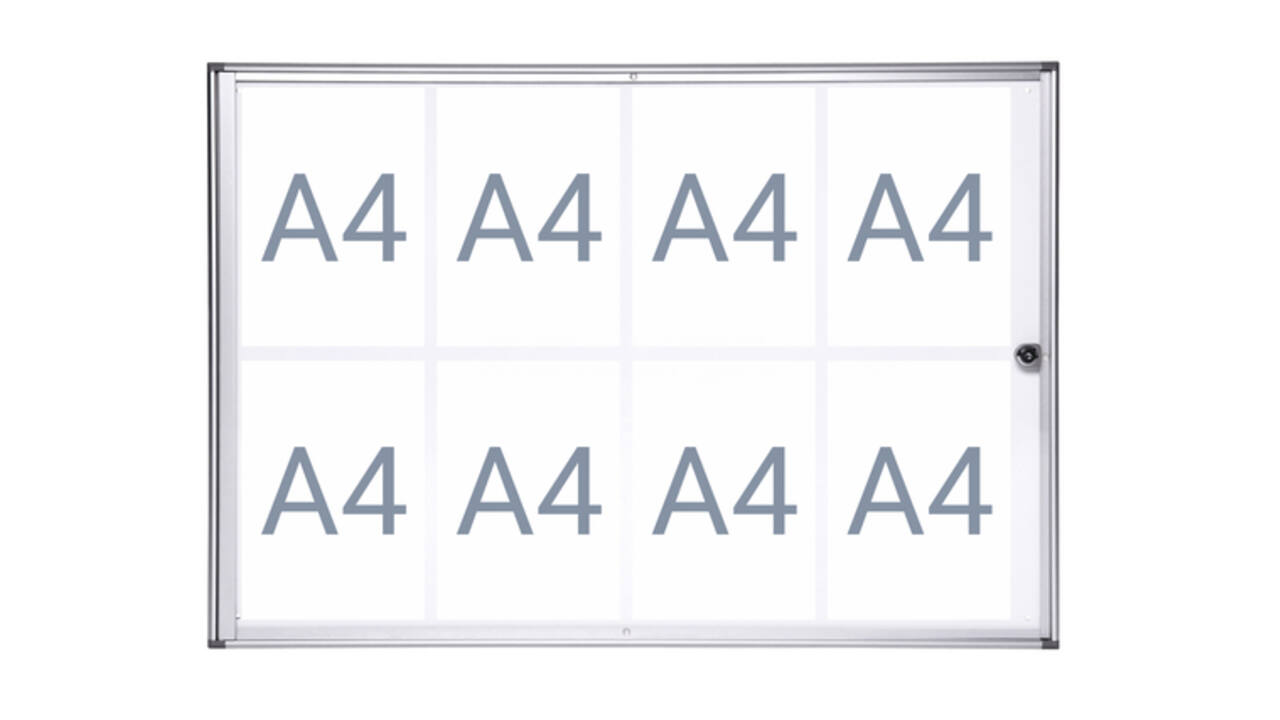 Binnenvitrine wand MAULextraslim whiteboard 8xA4 met slot