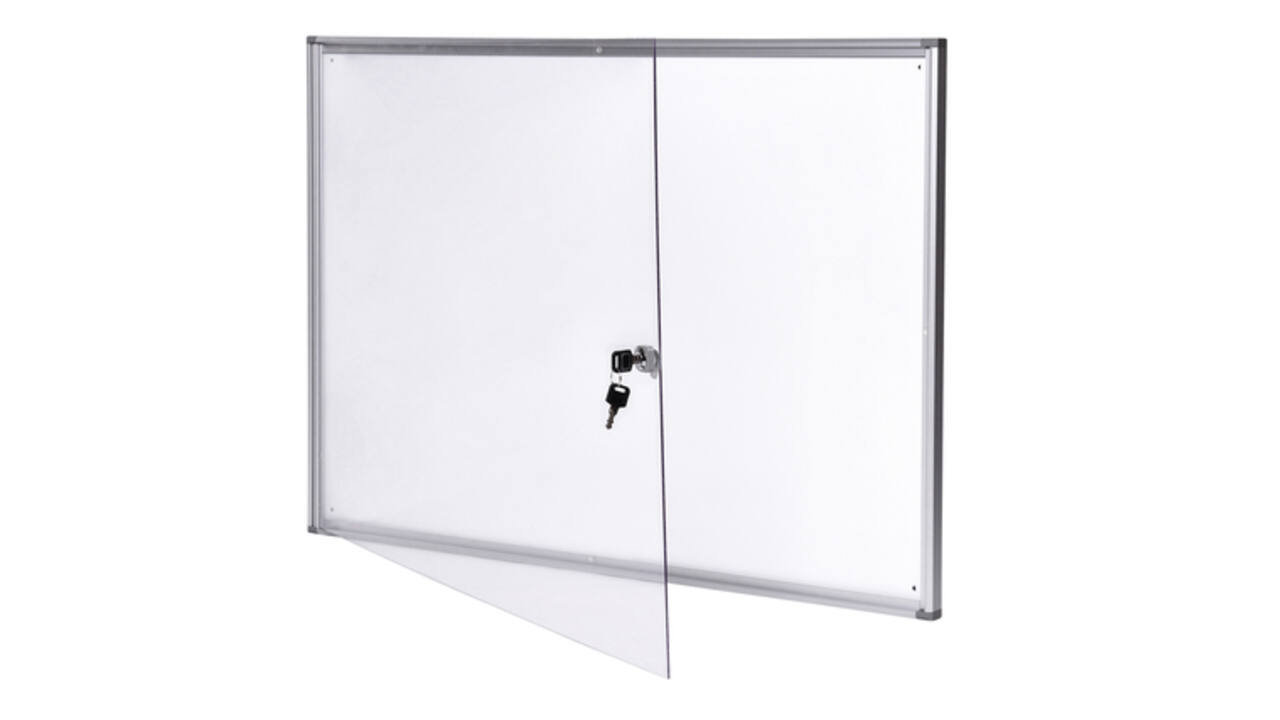 Binnenvitrine wand MAULextraslim whiteboard 8xA4 met slot