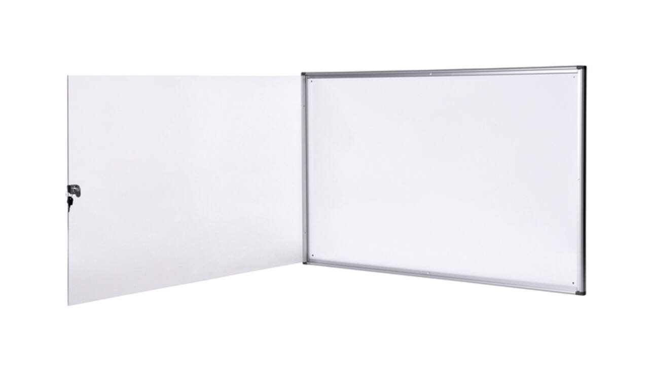 Binnenvitrine wand MAULextraslim whiteboard 8xA4 met slot