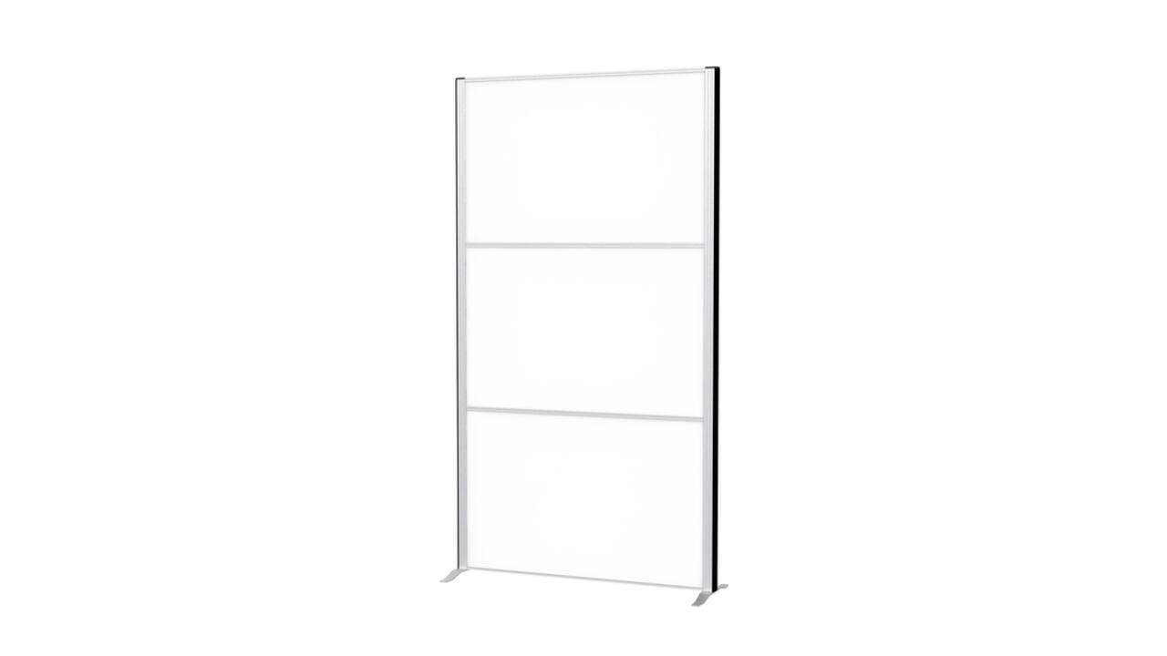 Scheidingswand MAUL akoestiek 100x180 whiteboard alum.frame op voet