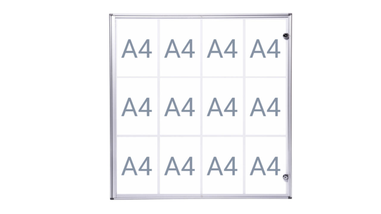 Binnenvitrine wand MAULextraslim whiteboard 12xA4 met slot