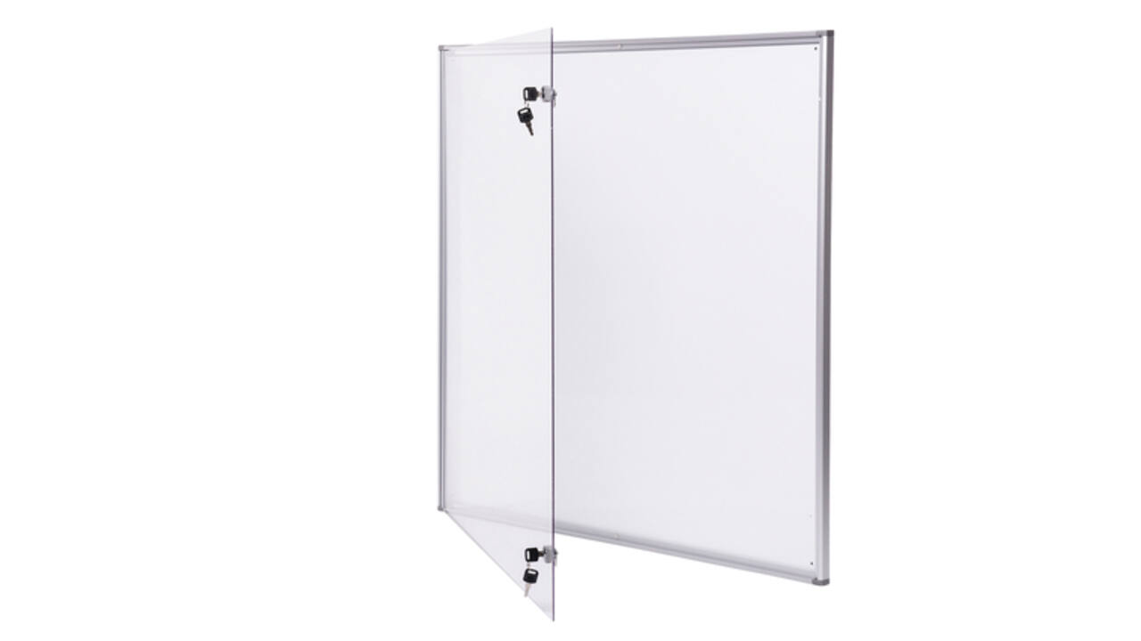 Binnenvitrine wand MAULextraslim whiteboard 12xA4 met slot