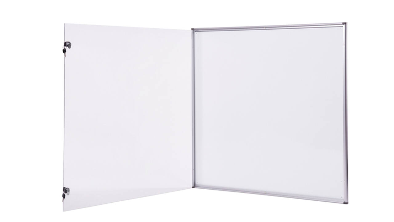 Binnenvitrine wand MAULextraslim whiteboard 12xA4 met slot