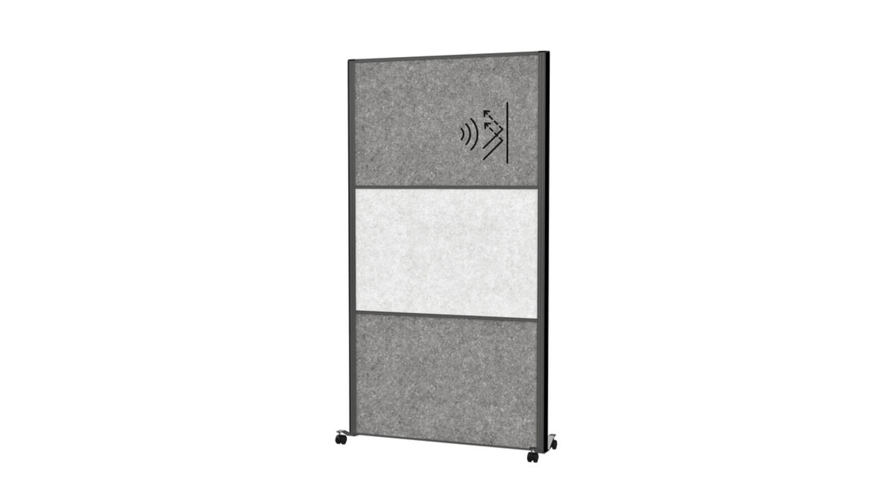 Scheidingswand MAUL akoestiek 100x180 2xdonker- 1xlichtgrijs antrac.frame mobiel