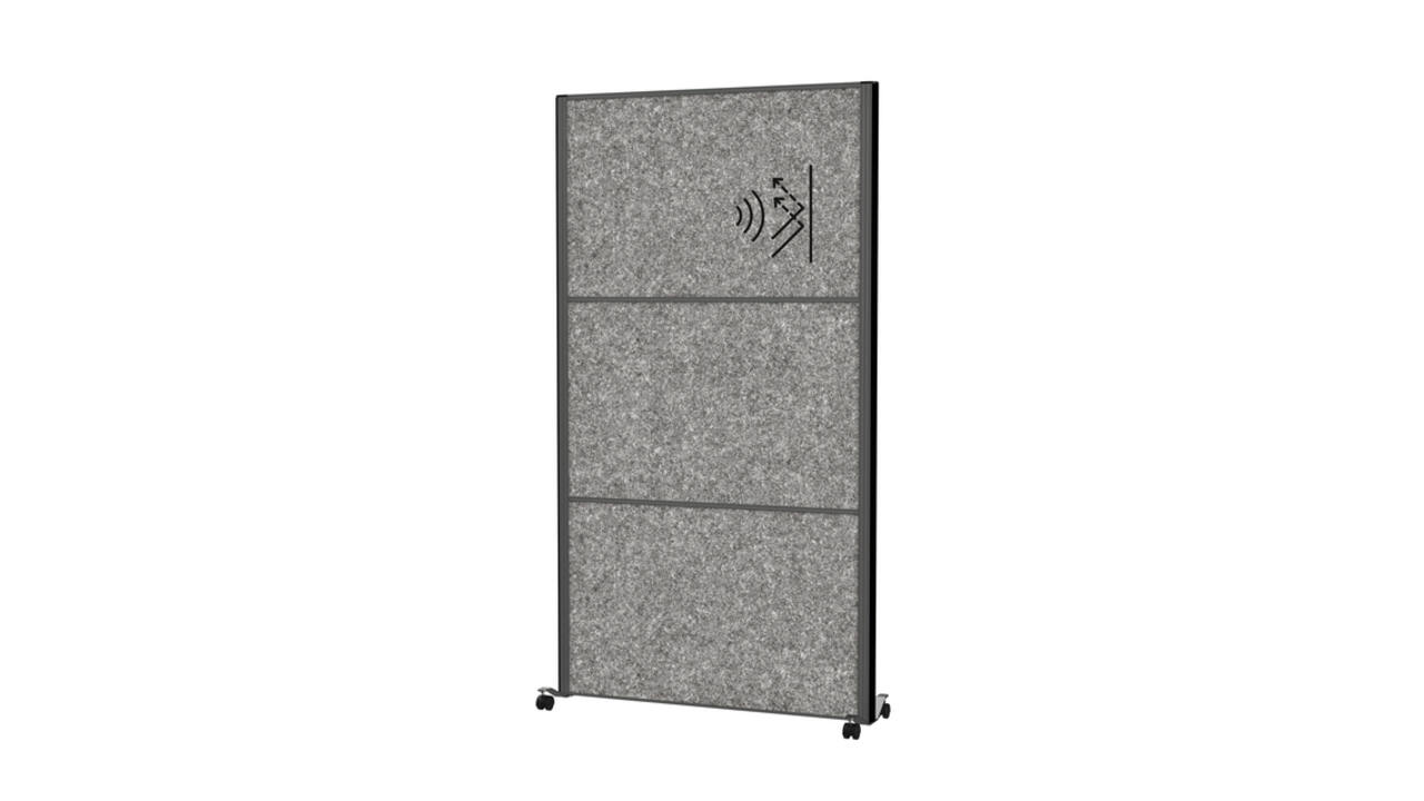 Scheidingswand MAUL akoestiek Uplight 100x180 donkergrijs antraciet frame mobiel