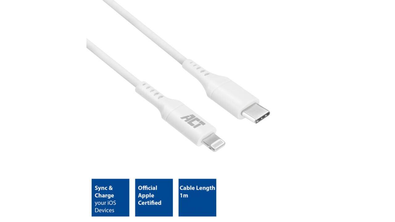 Kabel ACT USB-C naar Lightning laad -en data 1 meter