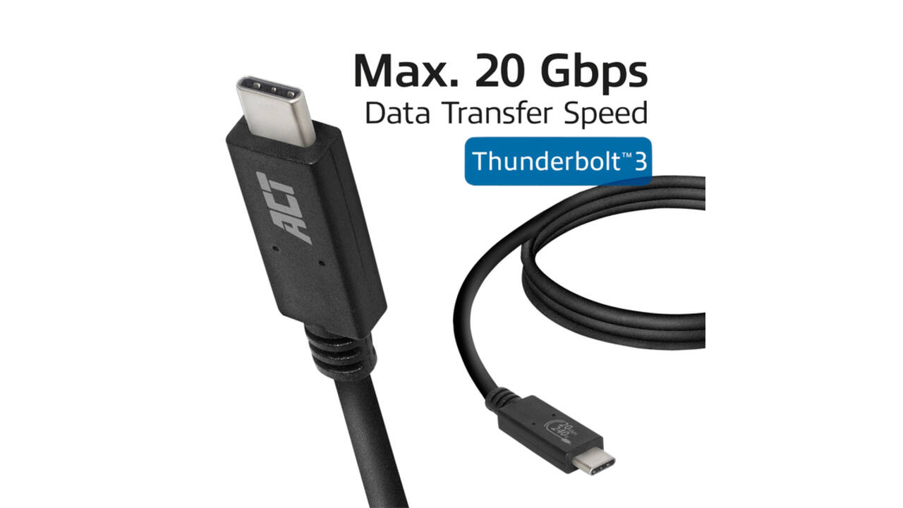 Kabel ACT USB-C USB 4 20Gbps Thunderbolt3 1 meter