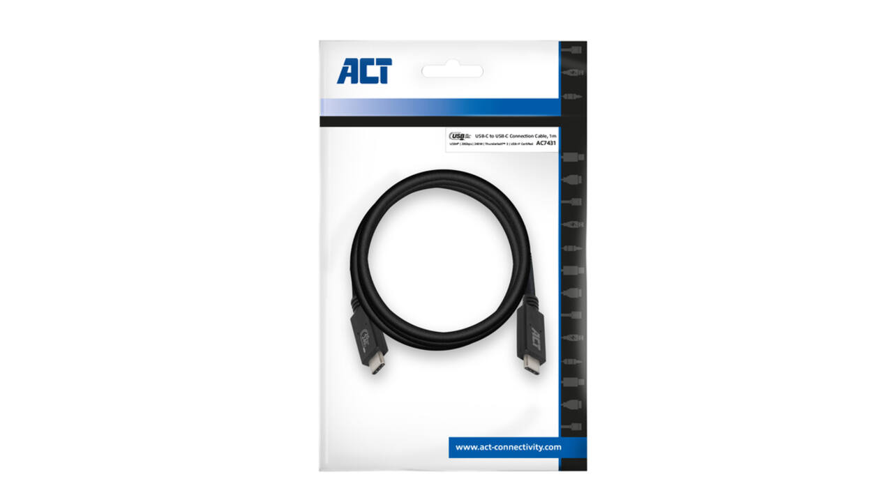 Kabel ACT USB-C USB 4 20Gbps Thunderbolt3 1 meter