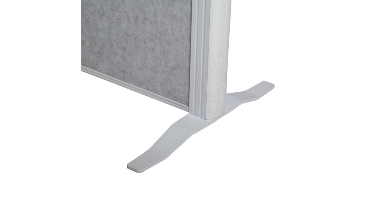 Scheidingswand MAUL akoestiek 100x180 2x licht- 1x donkergrijs wit frame op voet