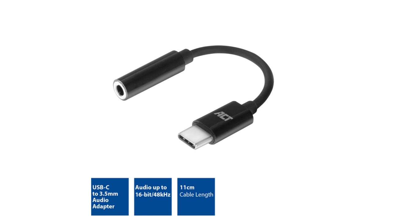 Adapter ACT USB-C naar 3.5mm audio jack 0.1 meter