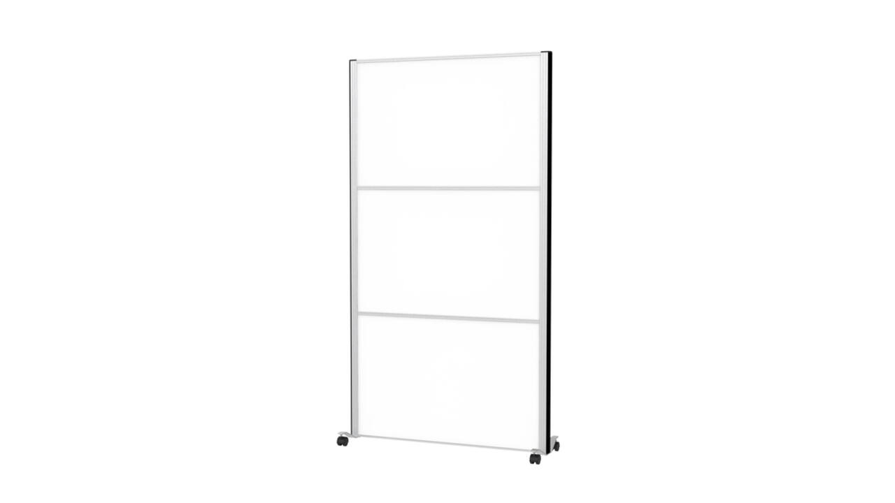 Scheidingswand MAUL akoestiek 100x180 whiteboard alum.frame mobiel