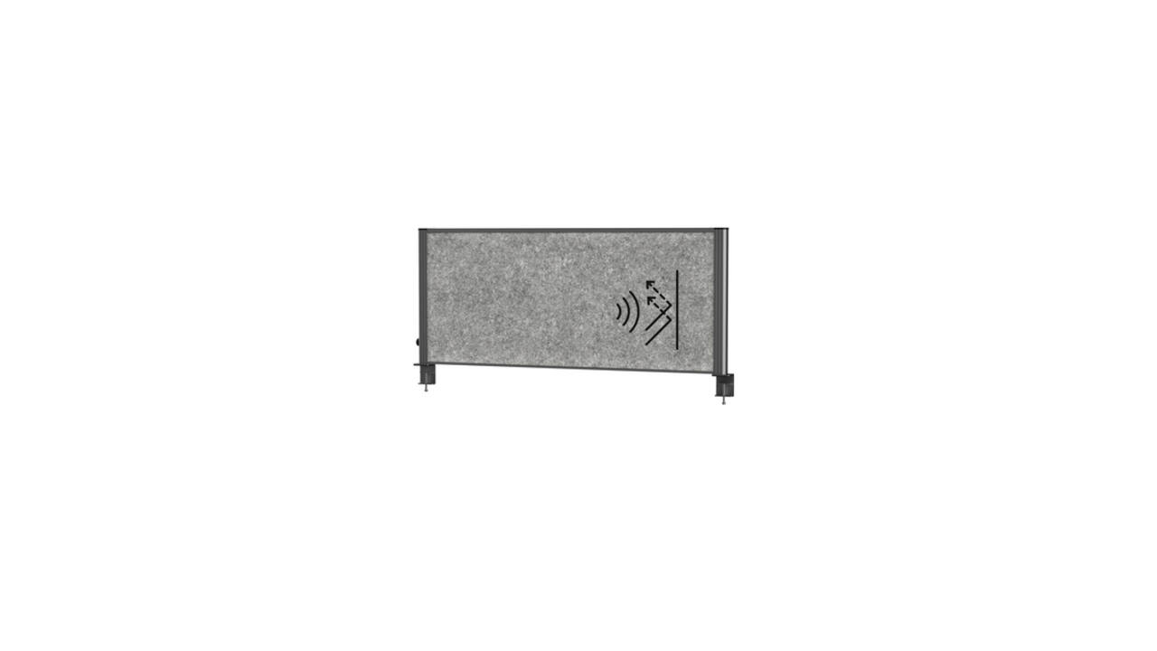 Scheidingswand MAUL akoestiek Uplight 120x50 donkergrijs antrac.frame tafelklem