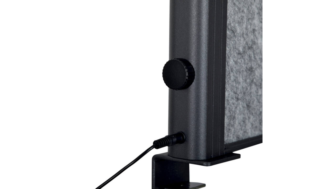 Scheidingswand MAUL akoestiek Uplight 120x50 donkergrijs antrac.frame tafelklem