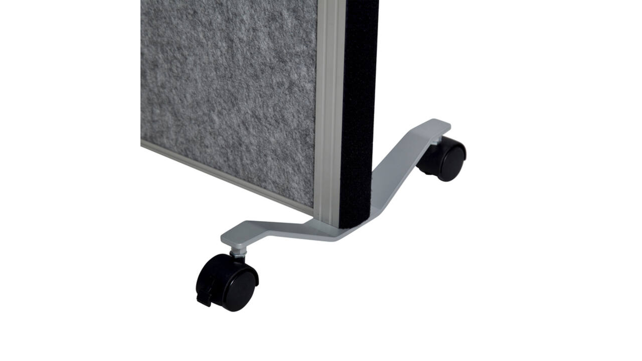 Scheidingswand MAUL akoestiek 100x180 licht- donkergrijs whiteb alum.frame mobiel