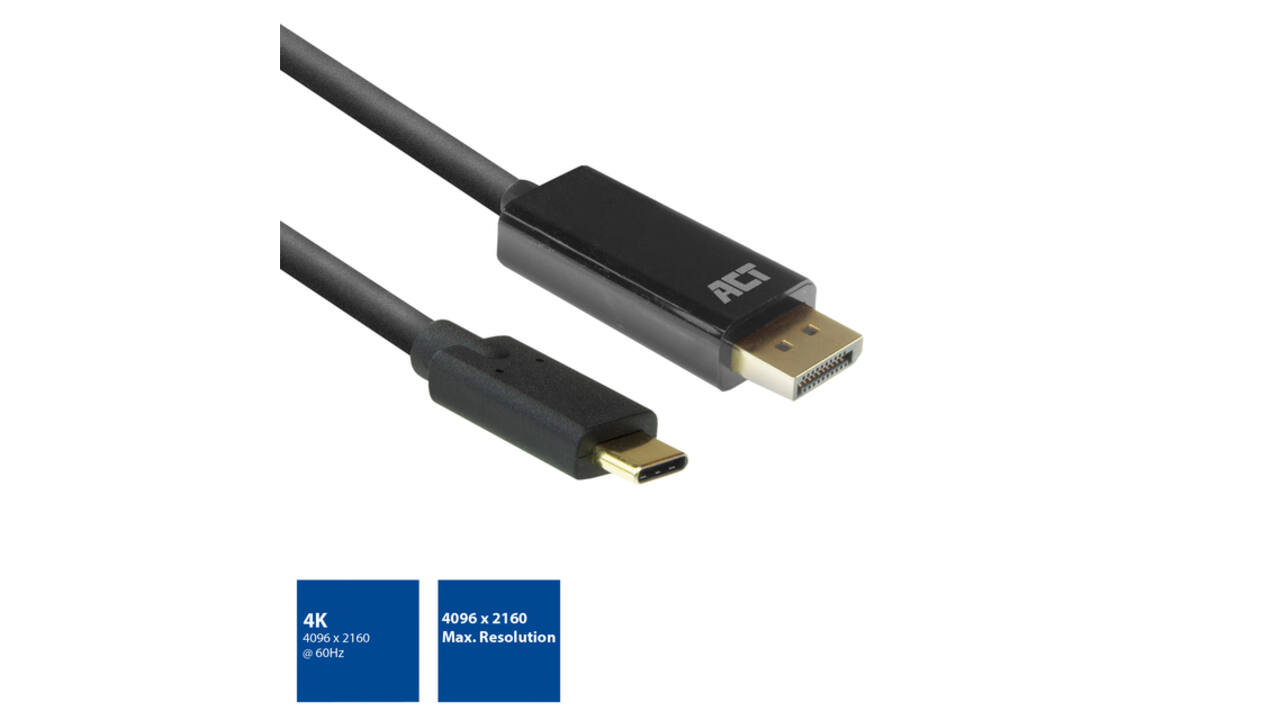 Kabel ACT USB-C naar Displayport 60Hz 2 meter