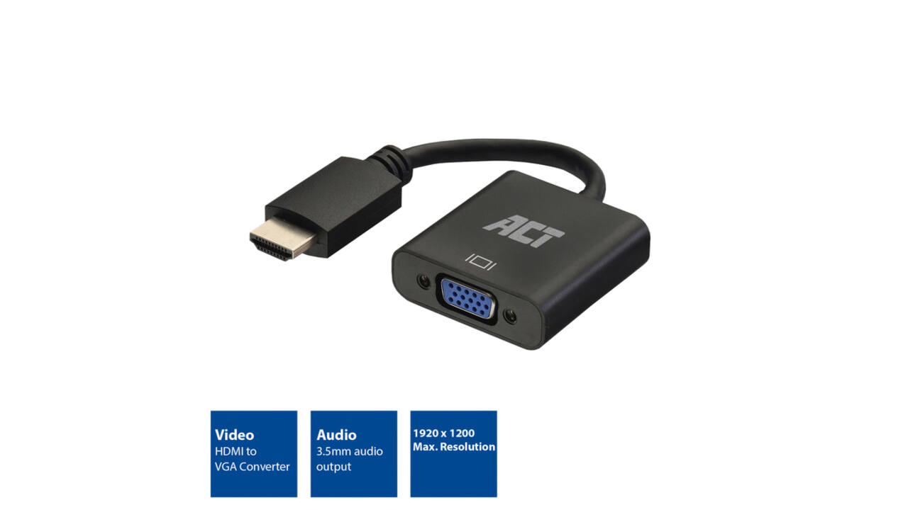 Adapter ACT HDMI naar VGA met audio 0.15 meter