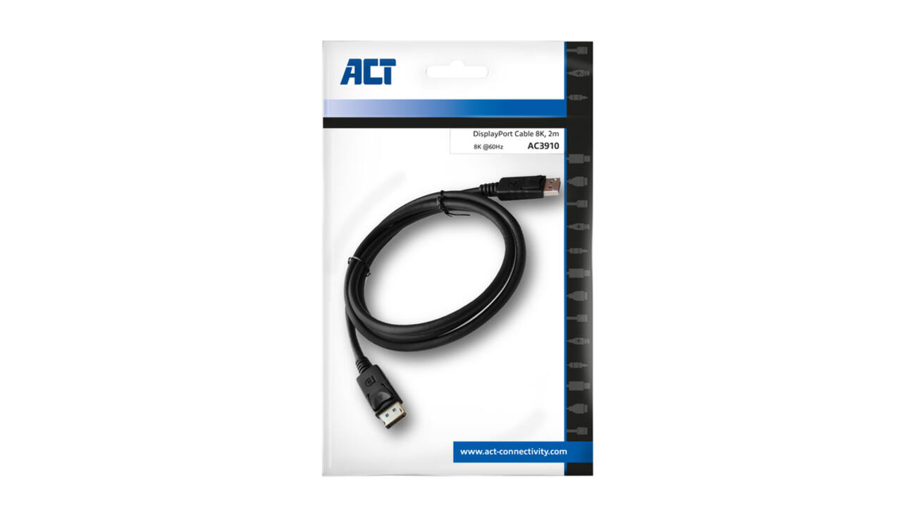 Kabel ACT DisplayPort 1.4 8K M-M 2 meter zwart