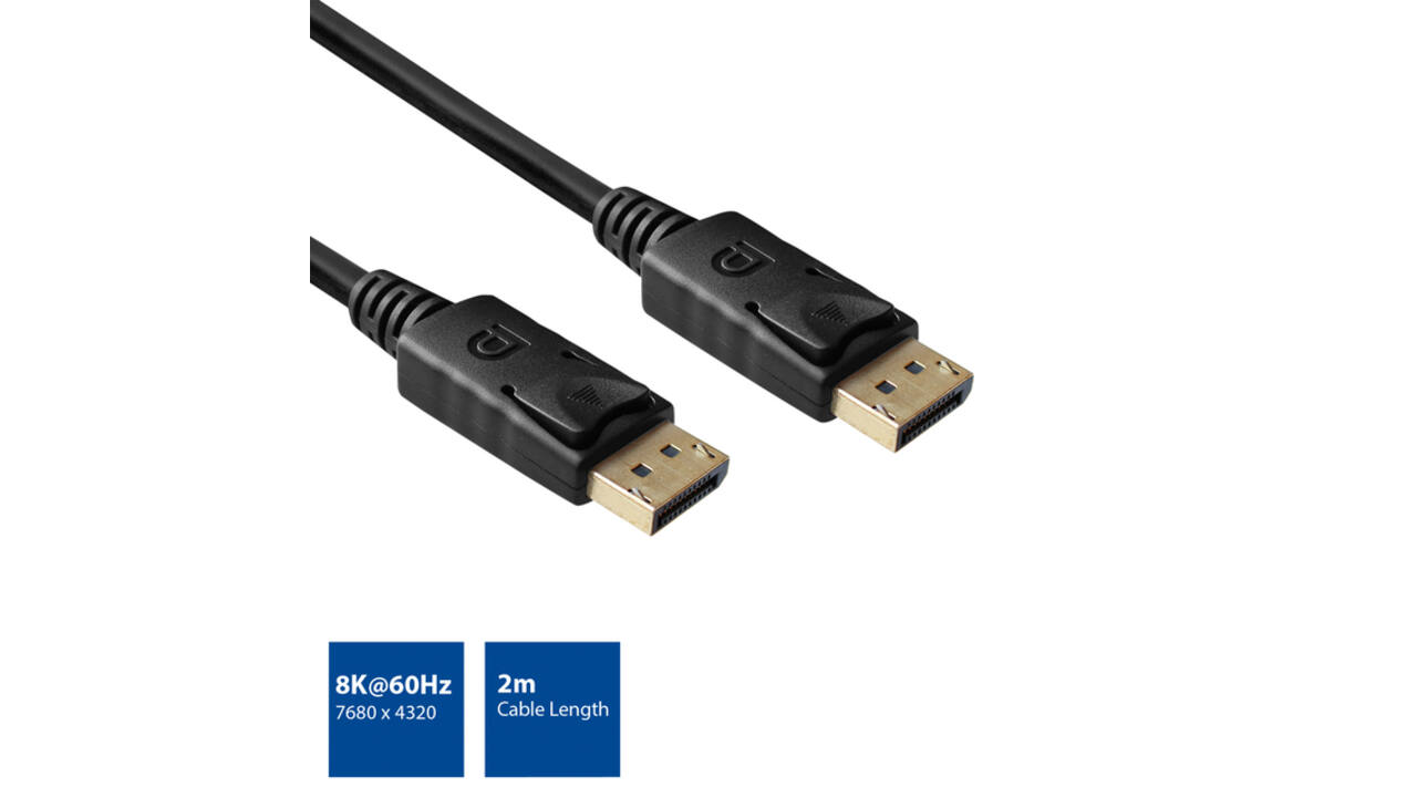 Kabel ACT DisplayPort 1.4 8K M-M 2 meter zwart