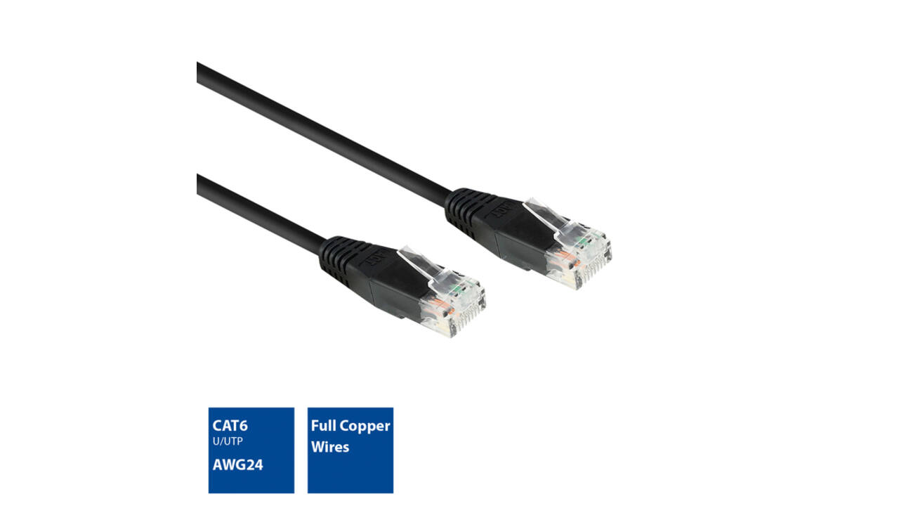 Kabel ACT CAT6 Network koper 5 meter zwart