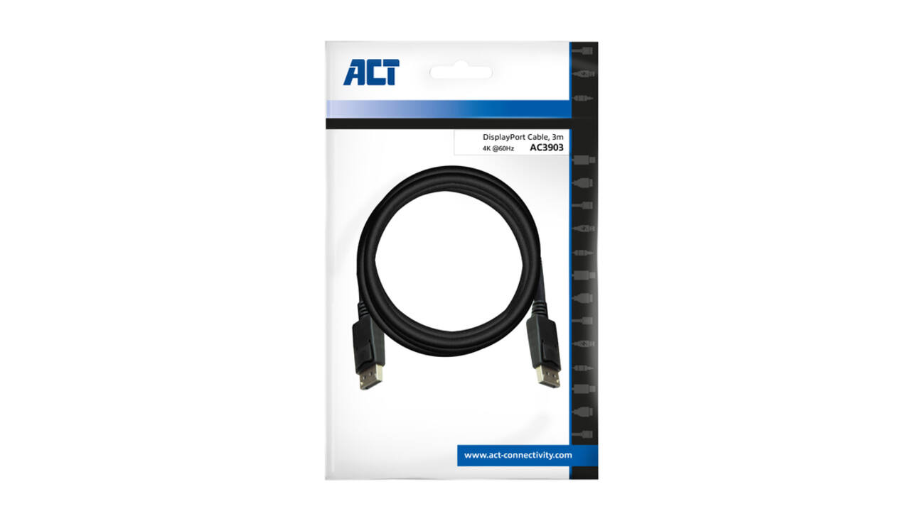 Kabel ACT DisplayPort 3 meter zwart