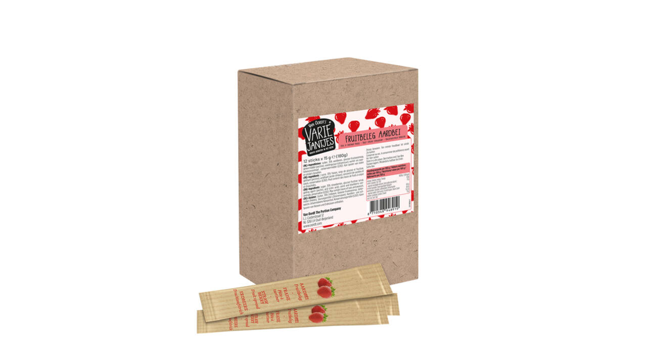 Fruitbeleg van Oordt VarieJantjes aardbeien 12x15 gram sticks