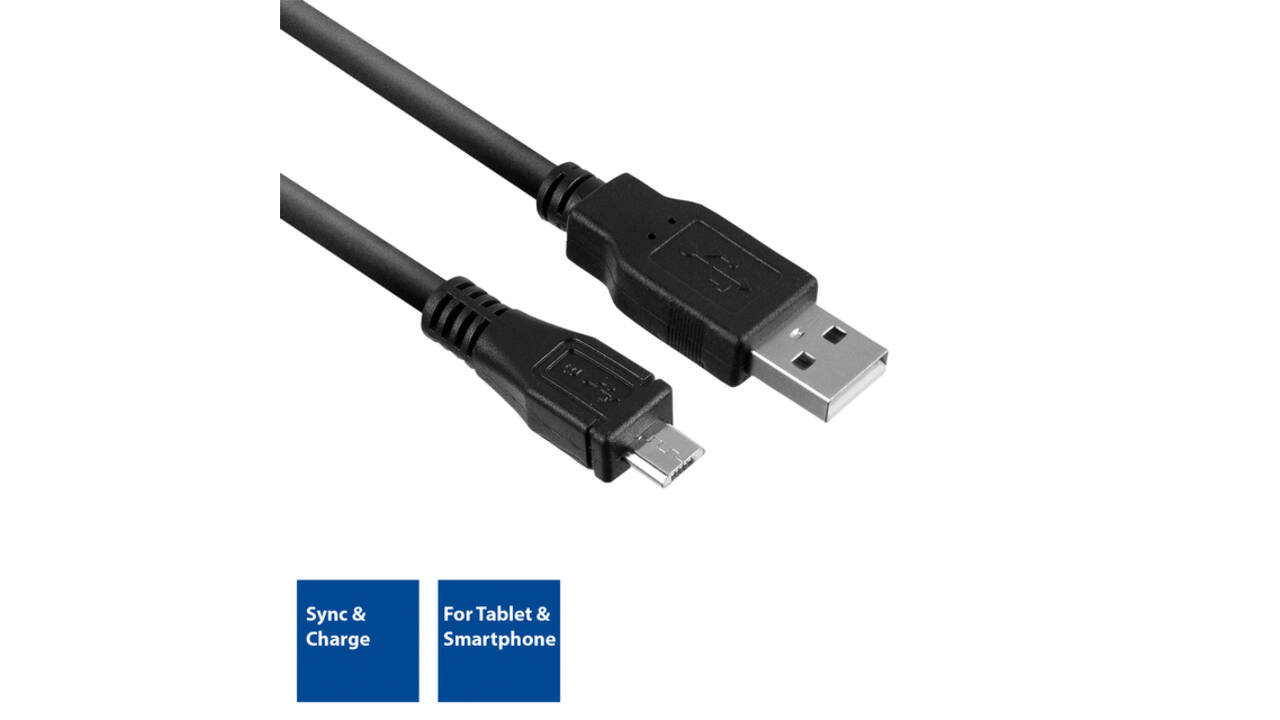Kabel ACT USB 2.0 naar MicroB laad -en data 1 meter
