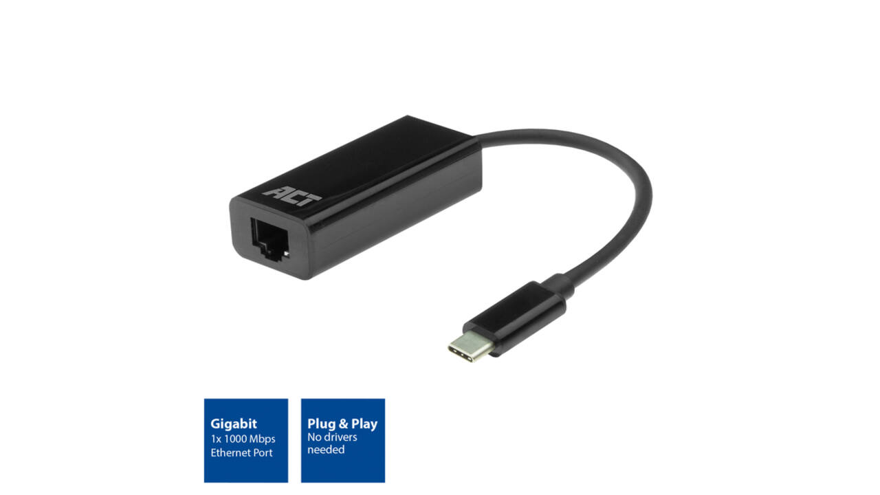 Adapter ACT USB-C naar Gigabit Ethernet 0.15 meter