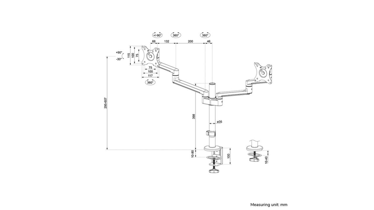 Monitorarm Neomounts NEXT Lite dual 17-27" wit