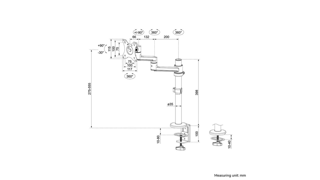 Monitorarm Neomounts NEXT Lite single 17-27" wit