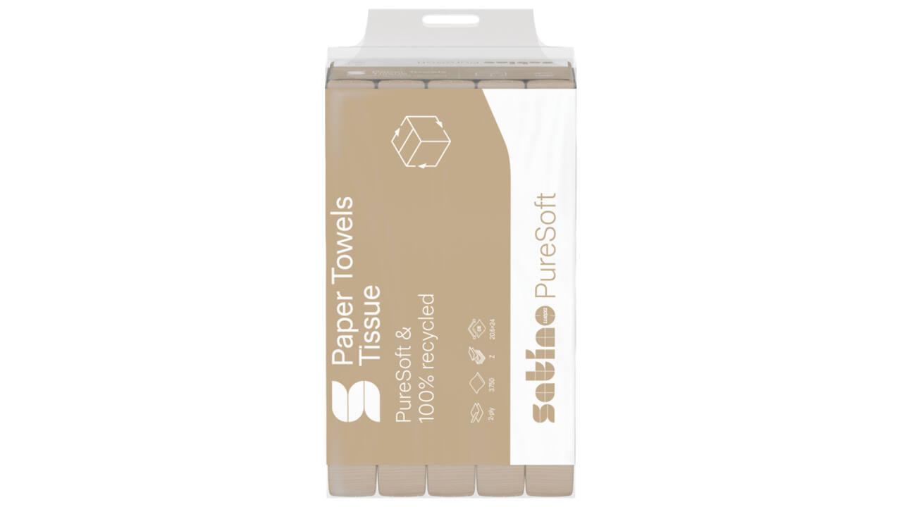 Handdoek Satino PT2 PureSoft z-vouw 2-laags 206x240mm 25x150 vel naturel 277530