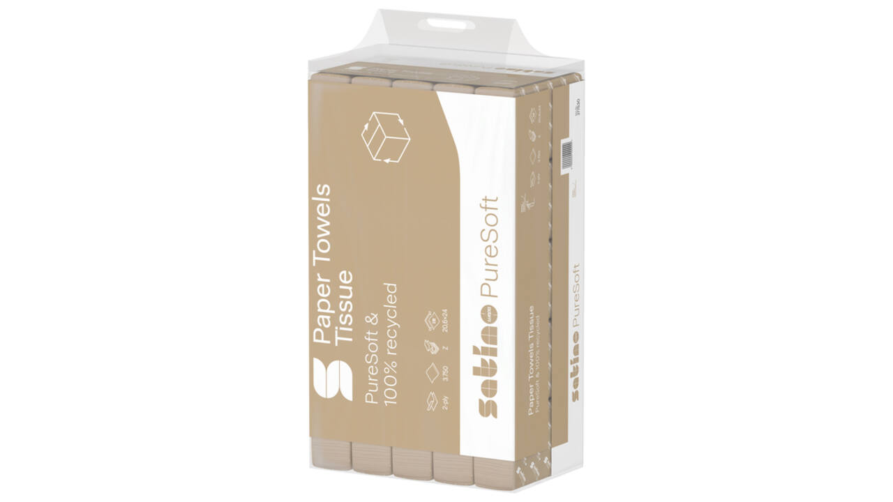 Handdoek Satino PT2 PureSoft z-vouw 2-laags 206x240mm 25x150 vel naturel 277530