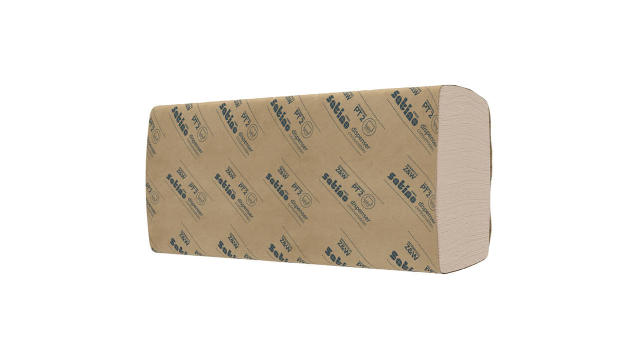 Handdoek Satino PT2 PureSoft w-vouw 2-laags 206x320mm 25x120 vel naturel 277520
