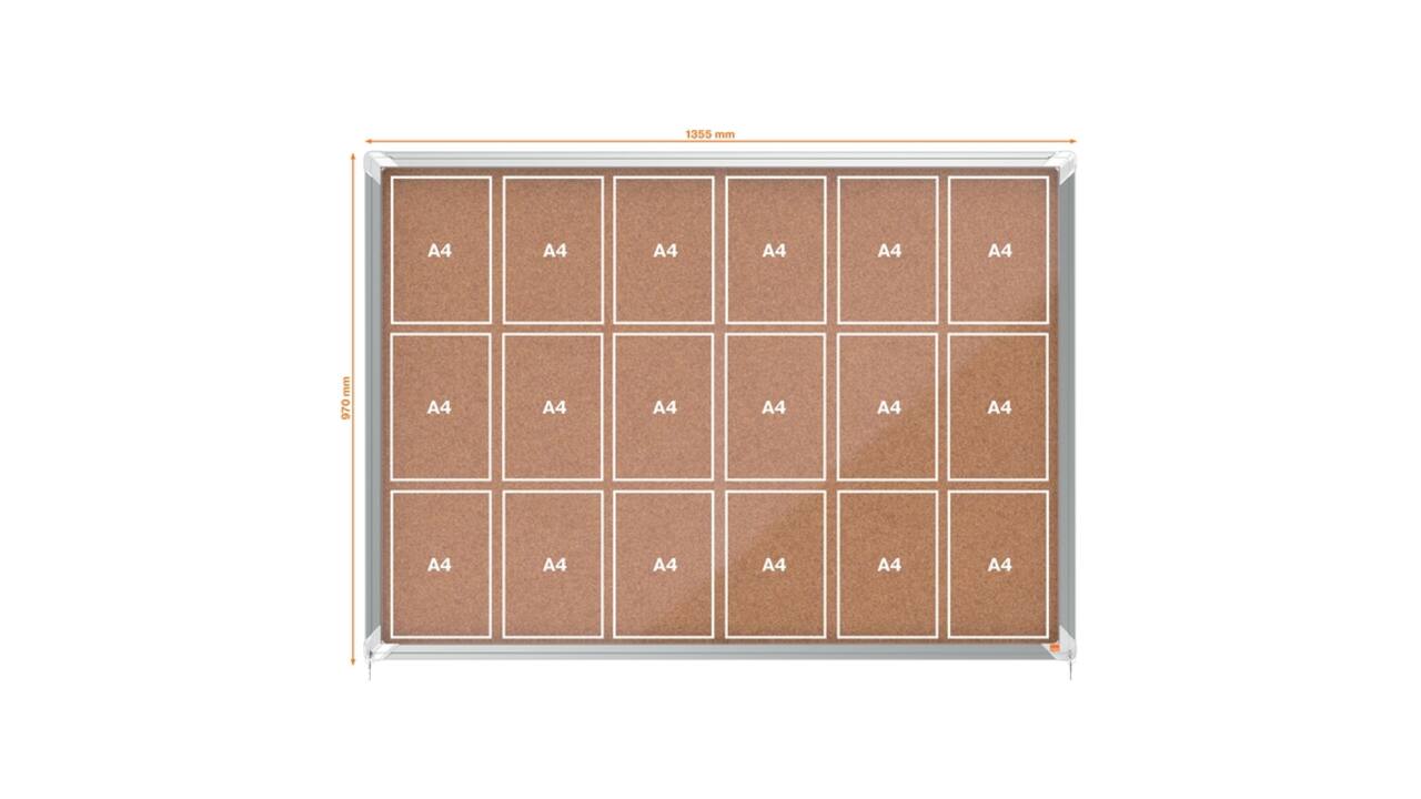 Binnenvitrine Nobo Premium Plus 18xA4 schuifdeur kurk