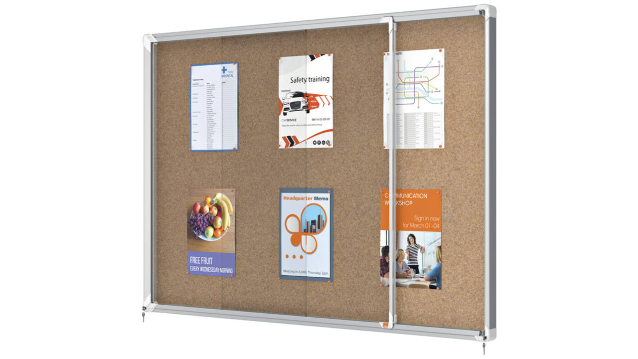 Binnenvitrine Nobo Premium Plus 18xA4 schuifdeur kurk