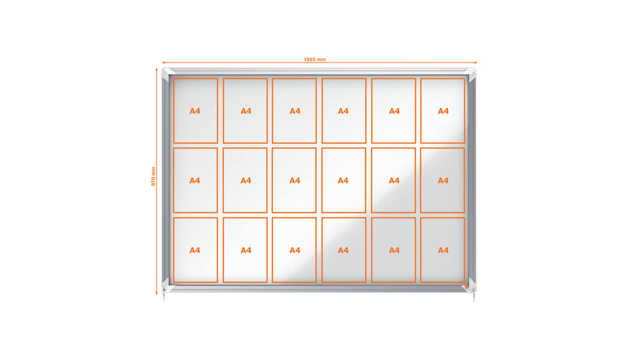 Binnenvitrine Nobo Premium Plus 18xA4 schuifdeur magnetisch