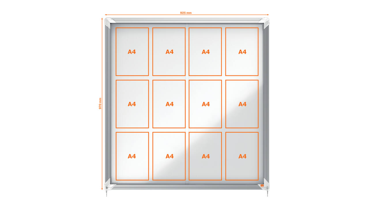 Binnenvitrine Nobo Premium Plus 12xA4 schuifdeur magnetisch
