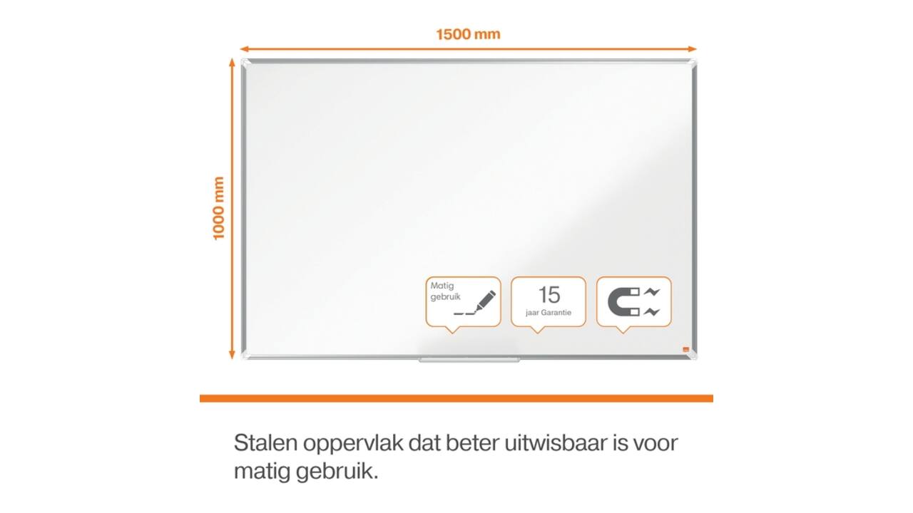 Whiteboard Nobo Premium Plus 100x150cm staal