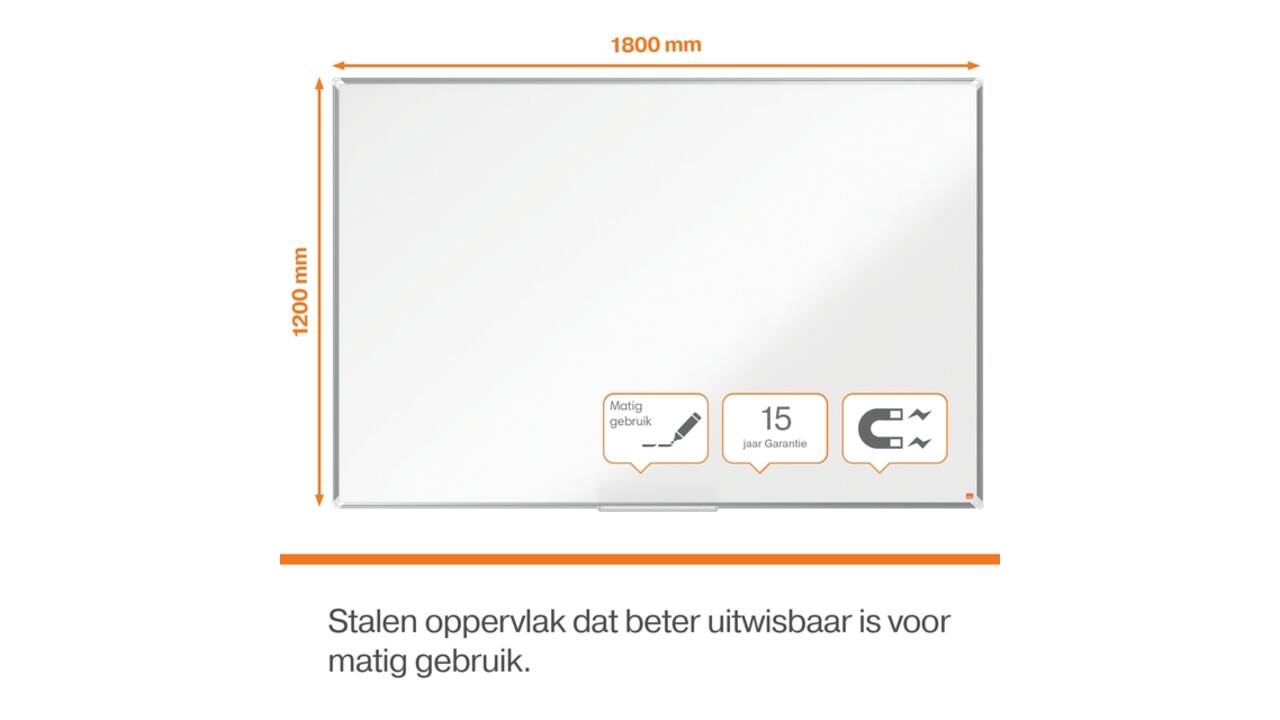 Whiteboard Nobo Premium Plus 120x180cm staal