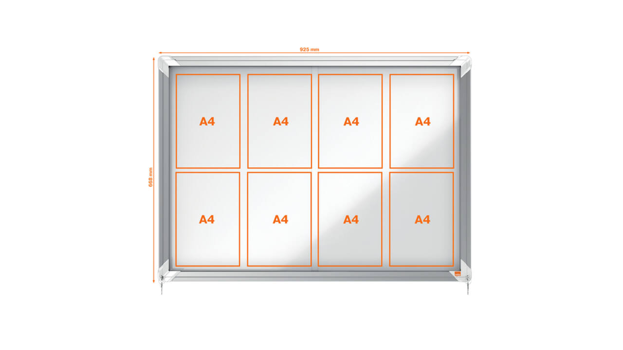 Binnenvitrine Nobo Premium Plus 8xA4 schuifdeur magnetisch