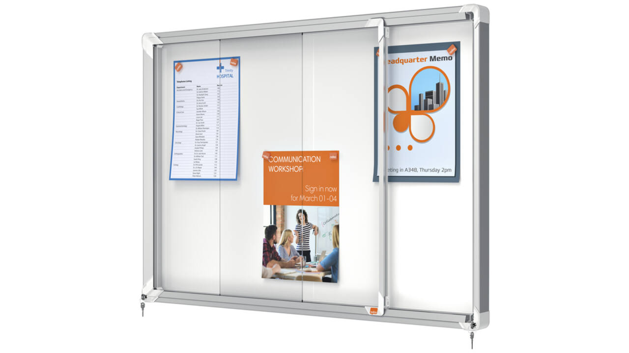 Binnenvitrine Nobo Premium Plus 8xA4 schuifdeur magnetisch