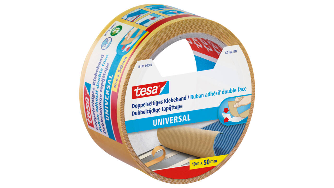 Tapijttape tesa® universal 10mx50mm dubbelzijdig wit